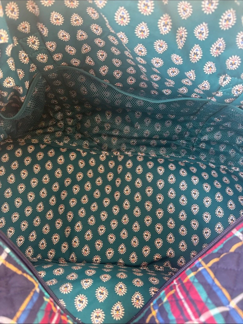 Vera Bradley Quilted Plaid Duffel Bag - Navy, Red & Teal